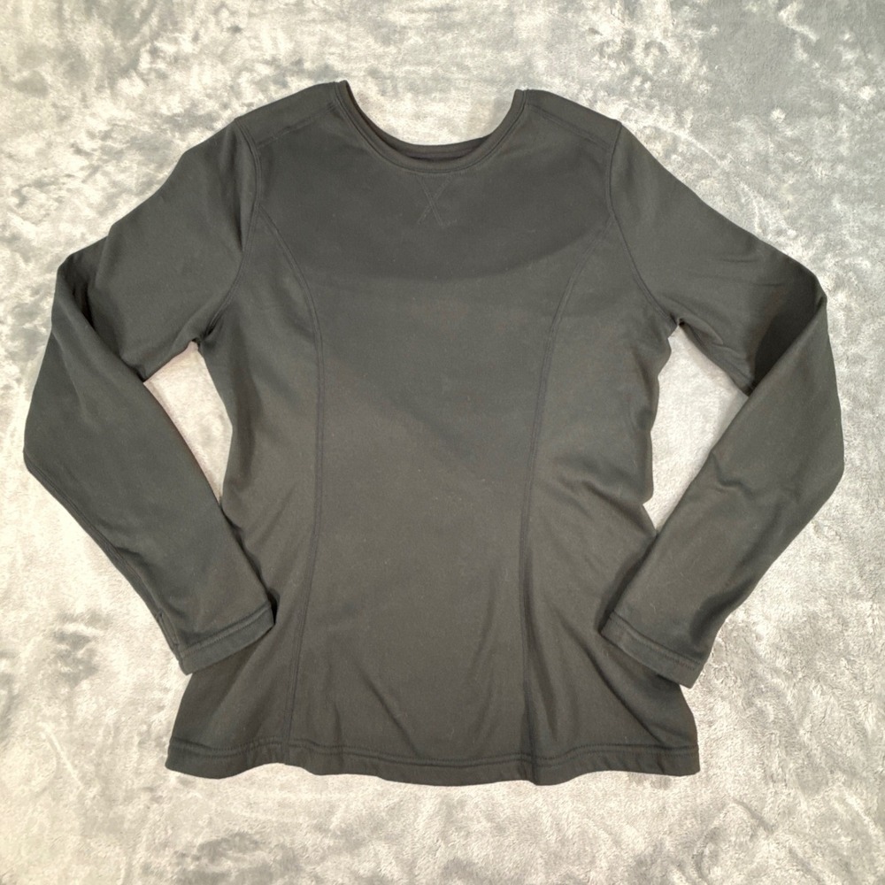 Bass Pro Shops‎ Womens Black Fleece Lined Long Sleeve Performance Top Sz M Thumb